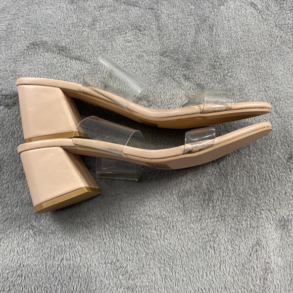 10 Streetwear Society Nude Clear Strap Block Heel Slide‎ Sandals Size 10 - Picture 7 of 8